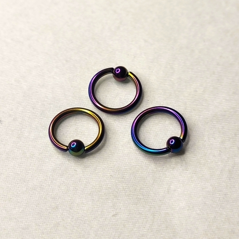 Oil Slick 14 Gauge 3/8" Captive Bead Ring Body Jewelry